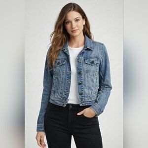 Mossimo Cropped Trucker Jacket Classic Blue Jean Jacket Casual Layering